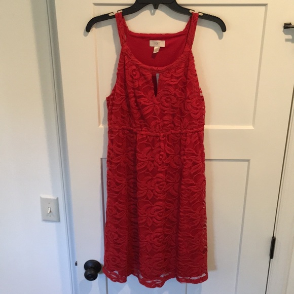 LOFT Dresses & Skirts - Loft Red Lace Lined Dress